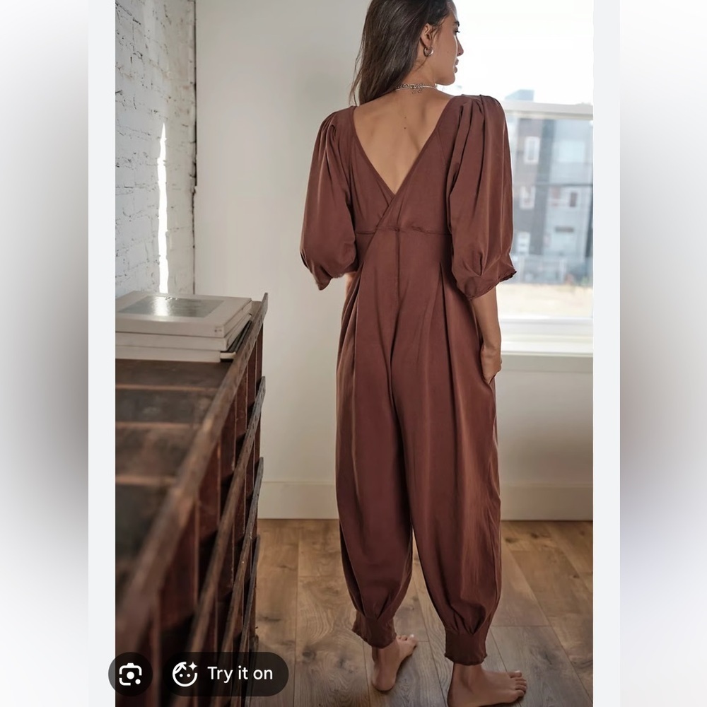 Free people brown lotta love jumpsuit NWT Xs - Picture 2 of 3